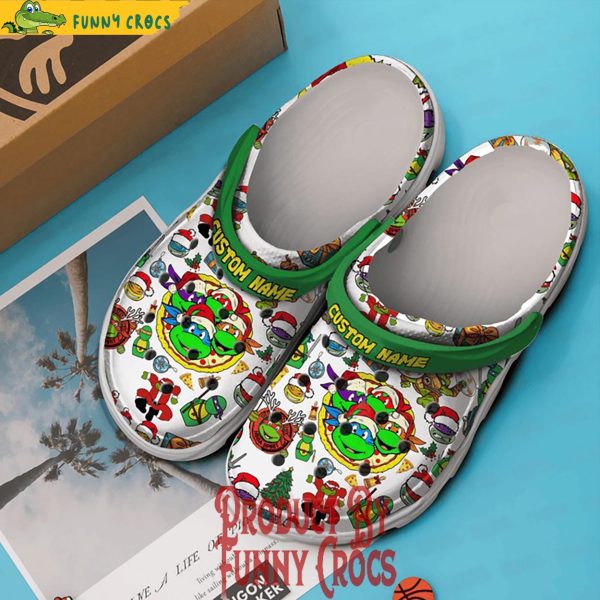 Custom Name Merry Christmas Ninja Turtle Crocs