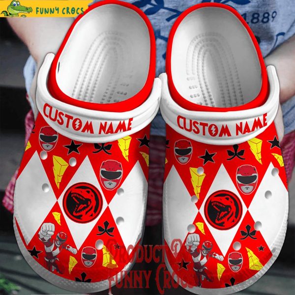 Custom Name T-Rex Power Rangers Crocs Slippers