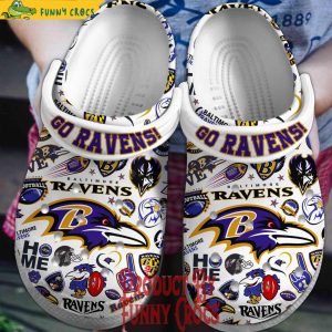 Go Ravens Baltimore Ravens White Crocs 1