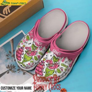 Grinch Pink Merry Christmas Crocs