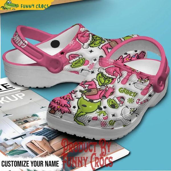 Grinch Pink Merry Christmas Crocs