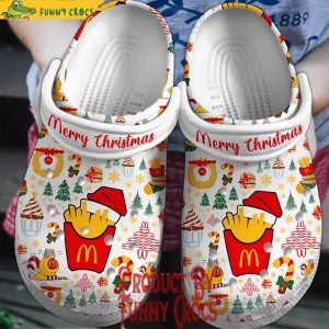 Merry Christmas Mcdonald White Crocs Shoes 1