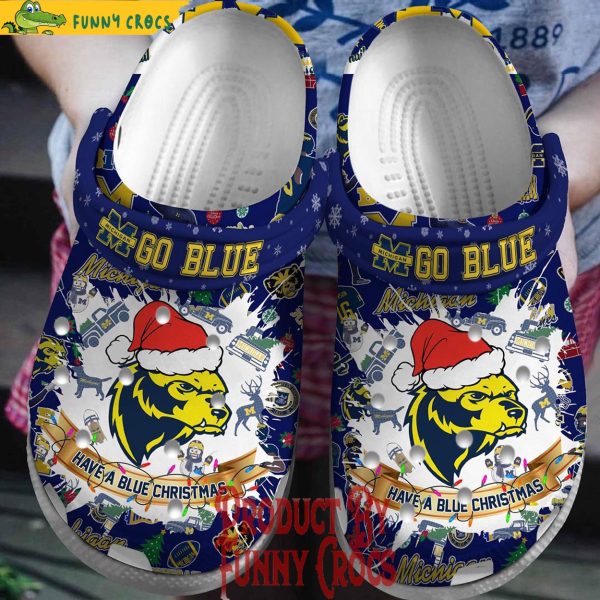 Merry Christmas Michigan Wolverines Go Blue Crocs