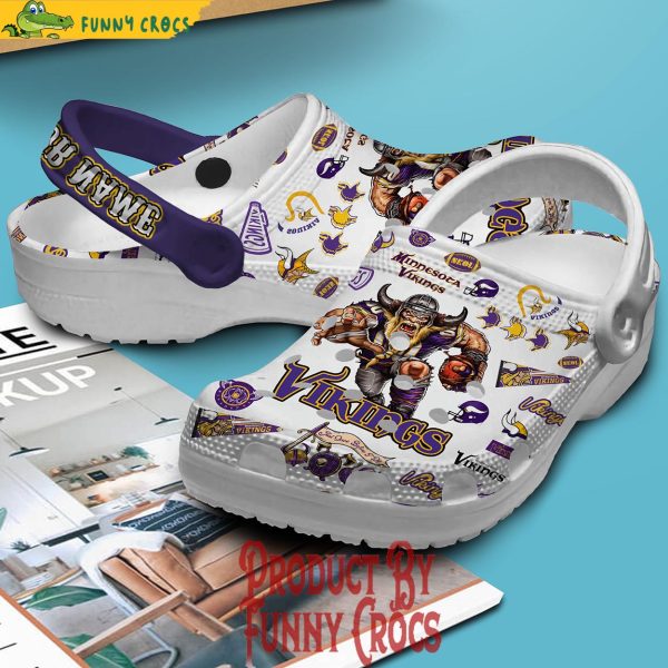 Perosnalized Minnesota Vikings White Crocs For Fans