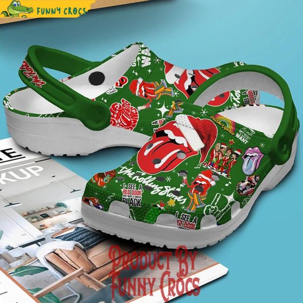 The Rolling Stones Paint it Black Christmas Green Crocs