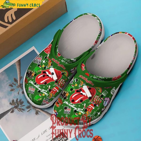 The Rolling Stones Paint it Black Christmas Green Crocs