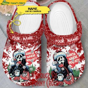 Custom Scream Ghostface Calling Santa Where You At Crocs Shoes 2