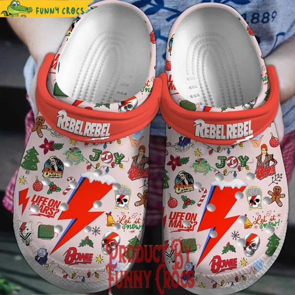 David Bowie Rebel Rebel Christmas Crocs Shoes