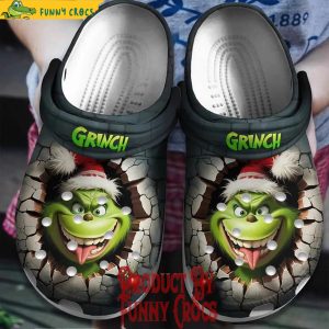 Grinch Face Broken Wall Christmas Crocs Shoes 1