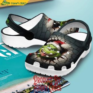 Grinch Face Broken Wall Christmas Crocs Shoes