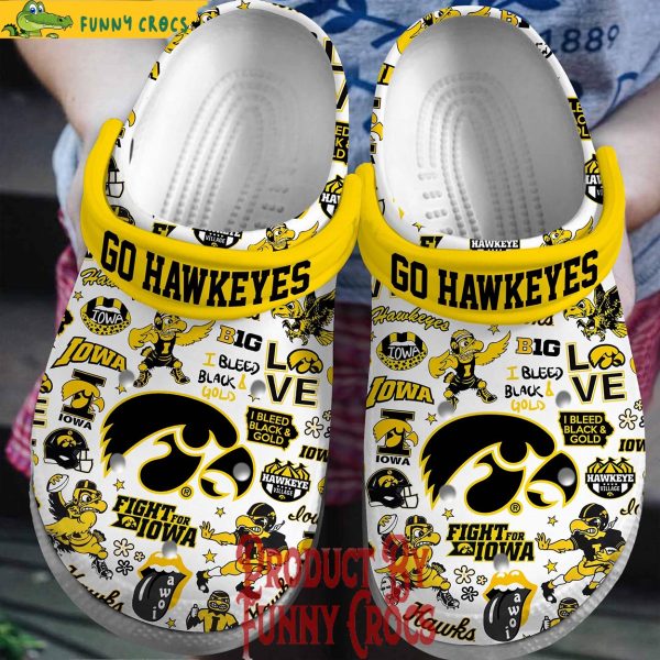Iowa Hawkeyes Go Hawkeyes Crocs Shoes