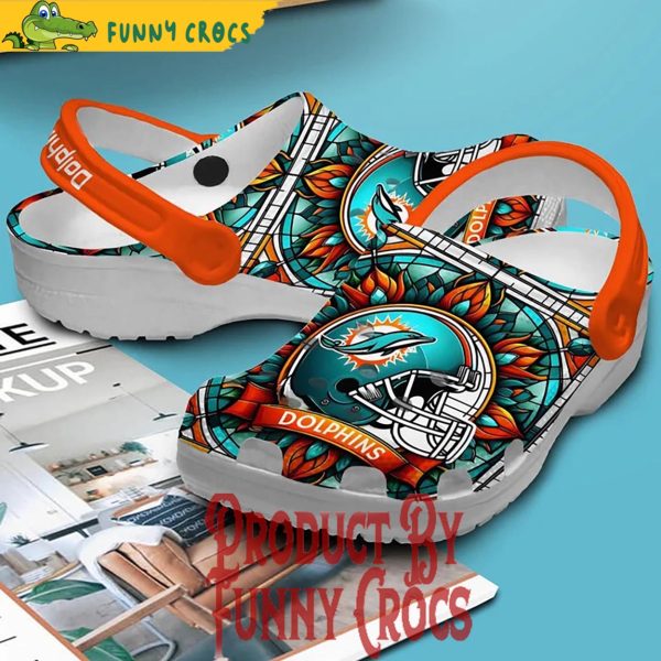 Miami Dolphins Helmet Pattern Jade Stone Crocs Shoes