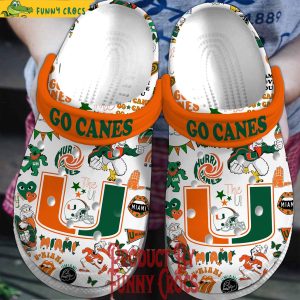 Miami Hurricanes Go Canes Football White Crocs Shoes