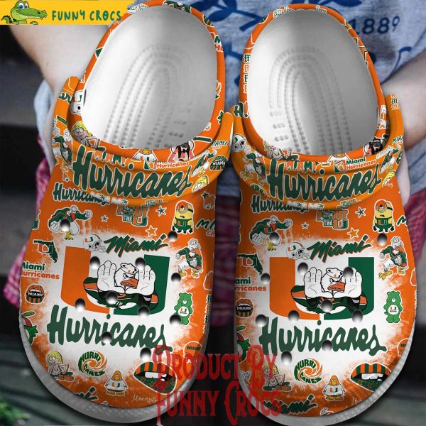 Miami Hurricanes NCAA Pattern Orange Crocs Shoes