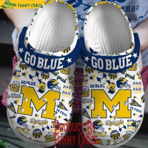 Michigan Wolverines Go Blue White Crocs Shoes