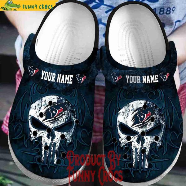 Personalized Houston Texans Skull Crocs Shoes