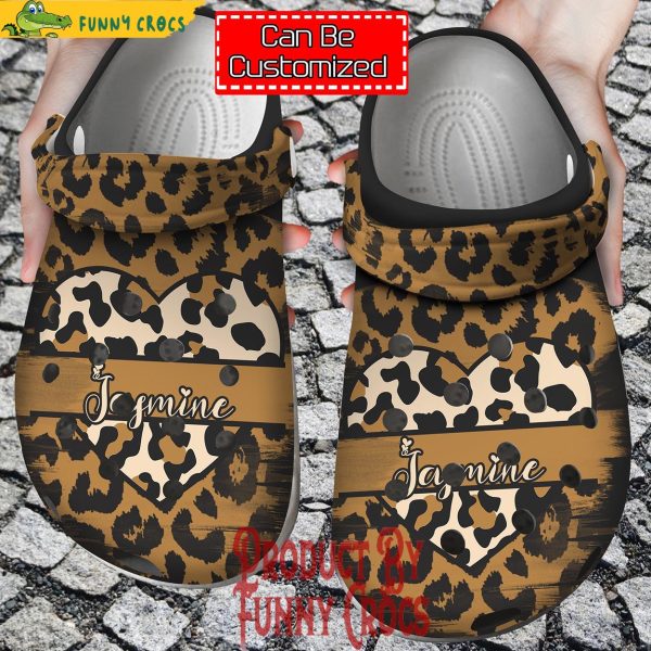 Personalized Leopard Heart Valentine Crocs