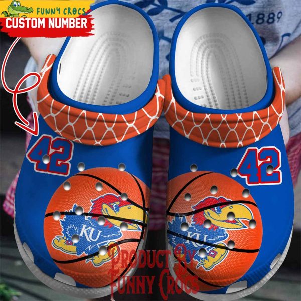 Custom Number Kansas Jayhawk Men’s Basketball Crocs Shoes