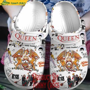 Queen We Will Rock You White Crocs