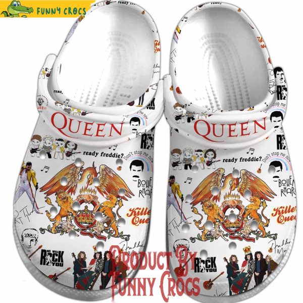 Queen We Will Rock You White Crocs