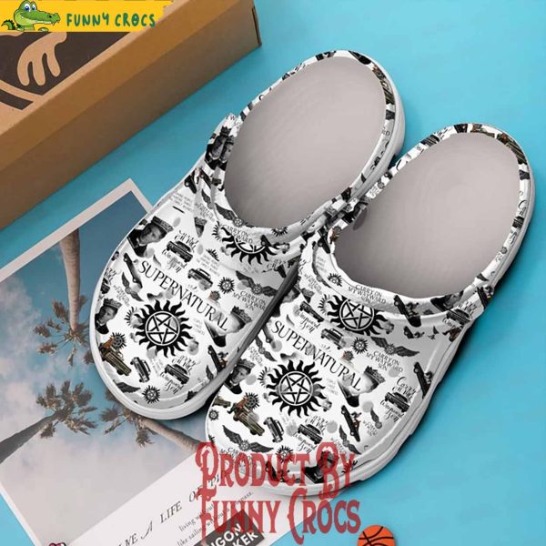 Supernatural Pattern White Crocs Shoes