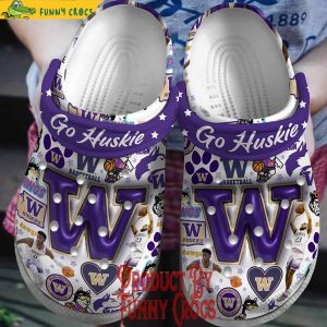 Washington Go Huskies Logo 3D Basketball Crocs Shoes 1