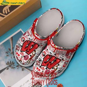 Wisconsin Badgers Jump Around Logo 3D Basketball Crocs Shoes 3