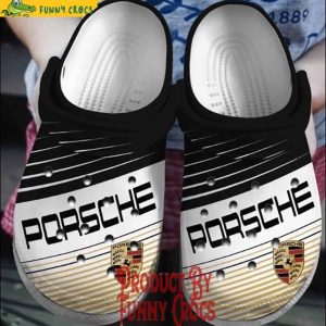 Car Logo Porsche Black And White Crocs Shoes