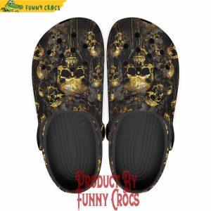 Colorful Dark Gold Zombie Skulls Crocs Shoes