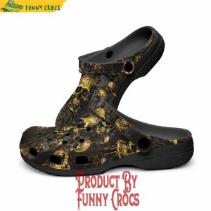 Colorful Dark Gold Zombie Skulls Crocs Shoes 2