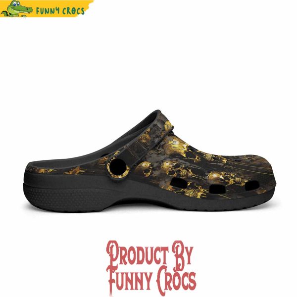 Colorful Dark Gold Zombie Skulls Crocs Shoes