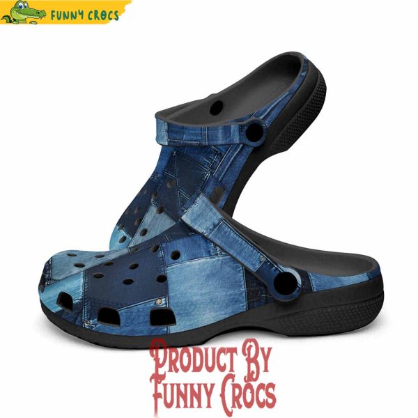 Colorful Denim Patchwork Crocs Shoes