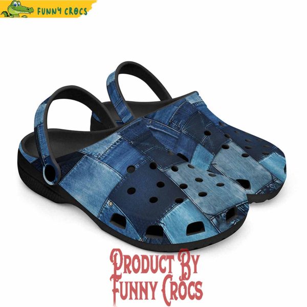 Colorful Denim Patchwork Crocs Shoes