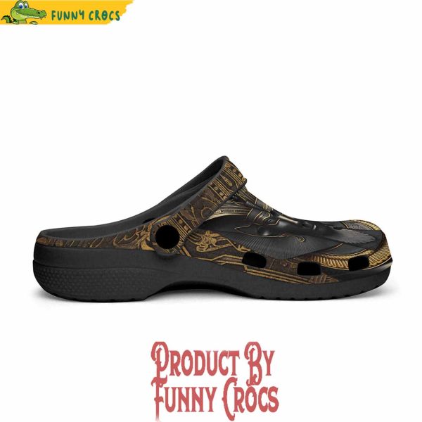 Colorful Egypt Anubis-Cat Gold And Black Stone Crocs Shoes