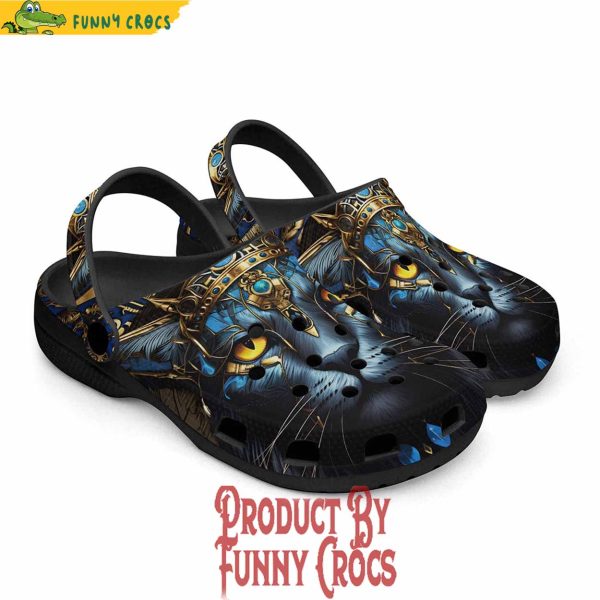 Colorful Egyptian Cat With Crown Crocs Shoes