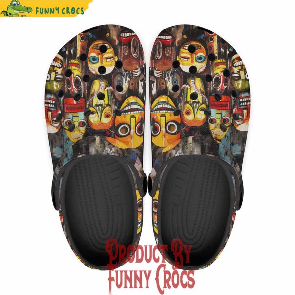 Colorful Expressive Masks Totems Crocs Shoes