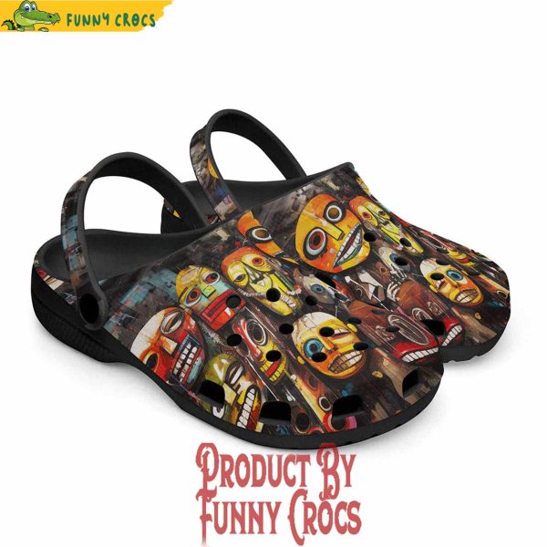 Colorful Expressive Masks Totems Crocs Shoes