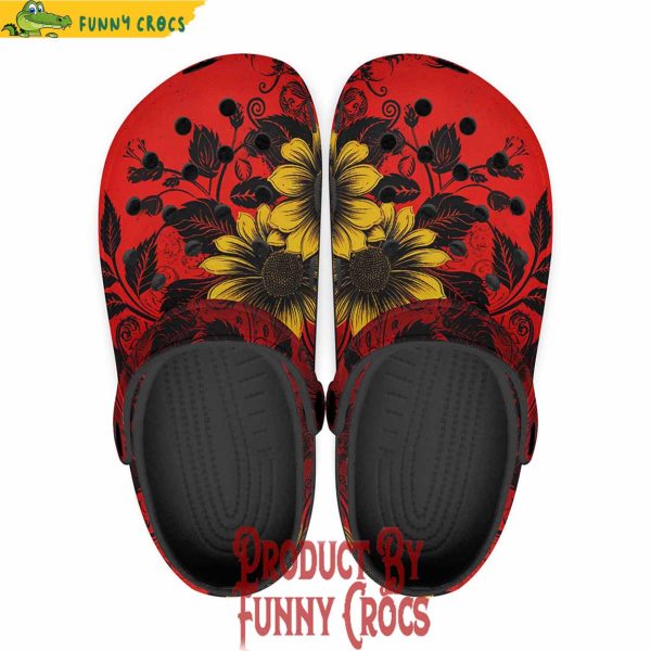 Colorful Floral Red Yellow Drawings Crocs Shoes