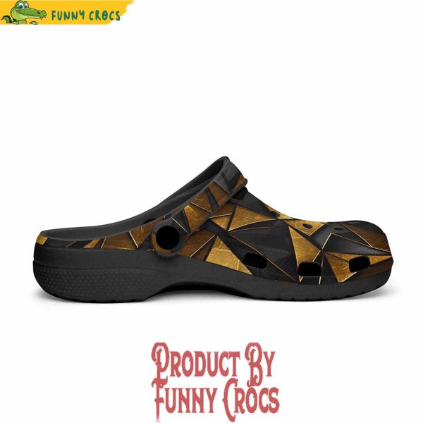 Colorful Gold And Black Triangles Artwork Crocs Shoes