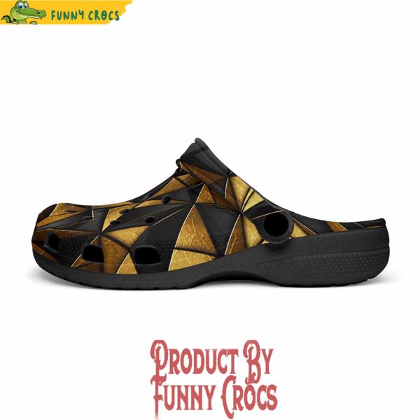 Colorful Gold And Black Triangles Artwork Crocs Shoes