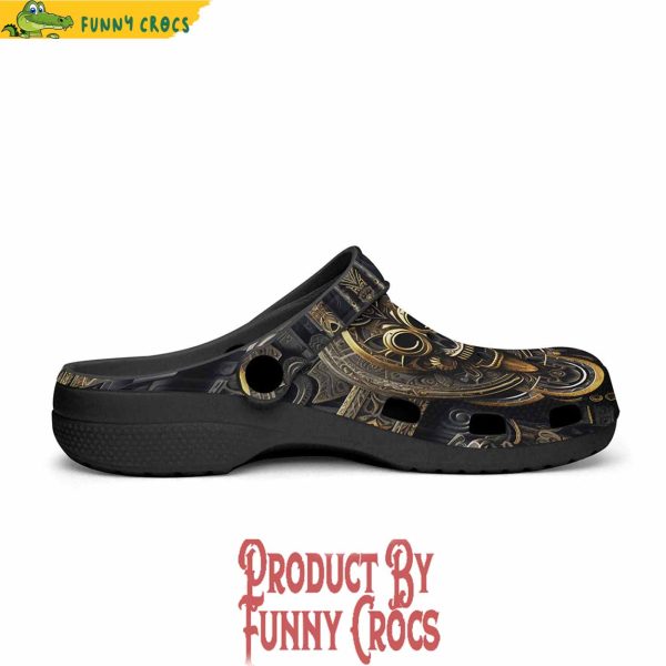 Colorful Gold And Brass Aztecs Symbolism Crocs Shoes