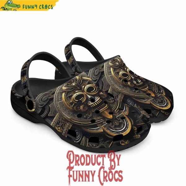 Colorful Gold And Brass Aztecs Symbolism Crocs Shoes