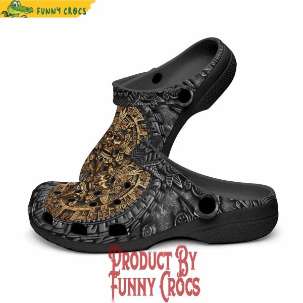 Colorful Golden Ancient Aztec Art Crocs Shoes