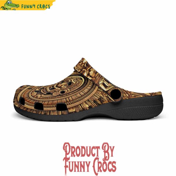 Colorful Golden Aztec Carving Crocs Shoes