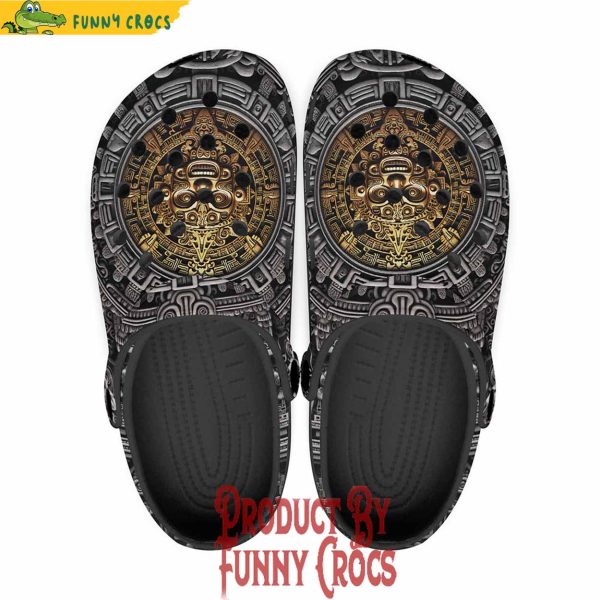 Colorful Golden Aztec Symbol Crocs Shoes