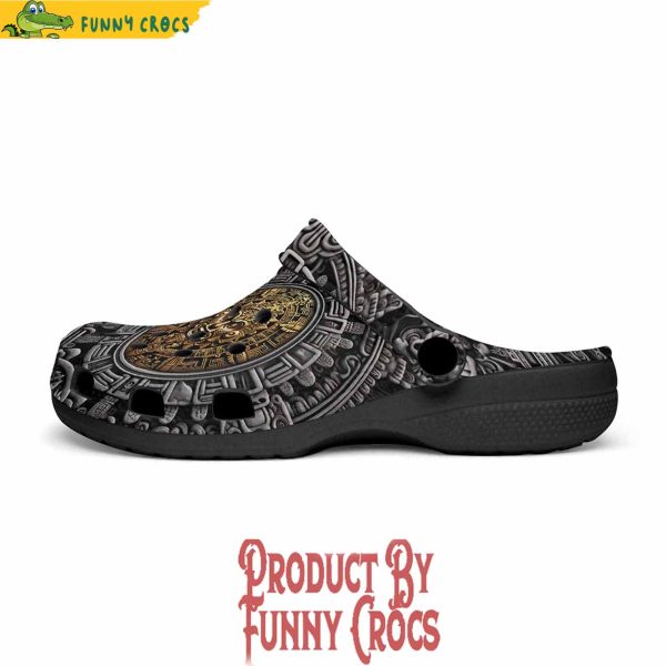 Colorful Golden Aztec Symbol Crocs Shoes