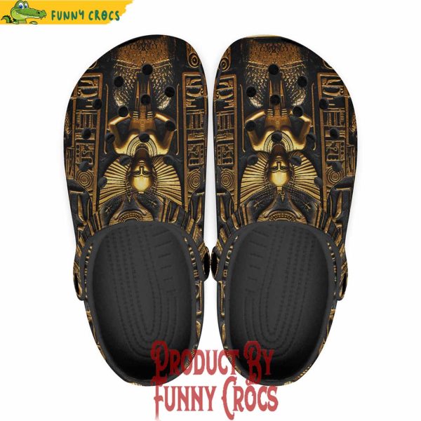 Colorful Golden Egyptian Stone Carvings Crocs Shoes