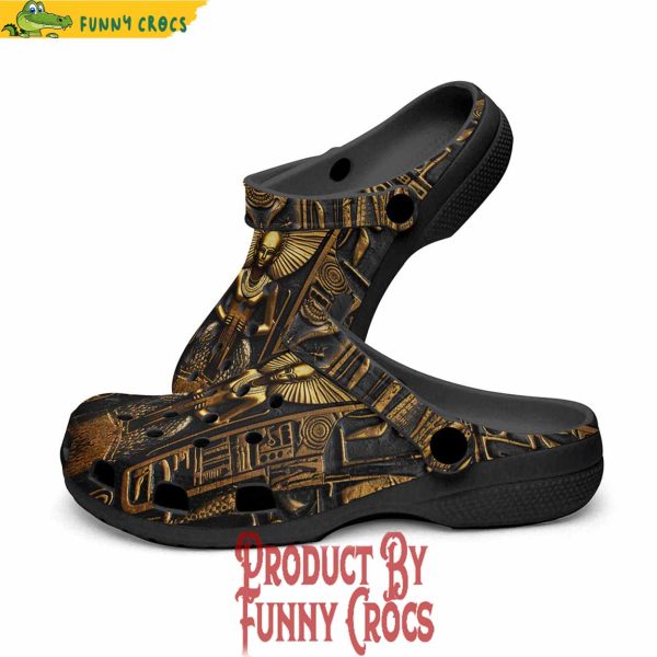 Colorful Golden Egyptian Stone Carvings Crocs Shoes