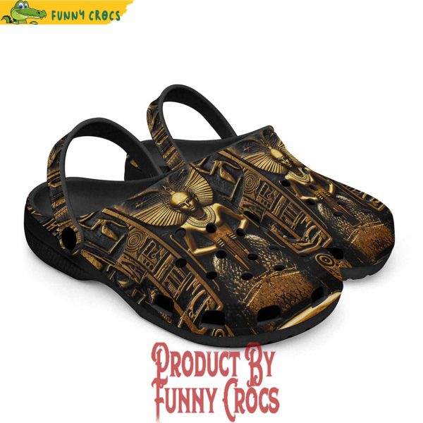 Colorful Golden Egyptian Stone Carvings Crocs Shoes