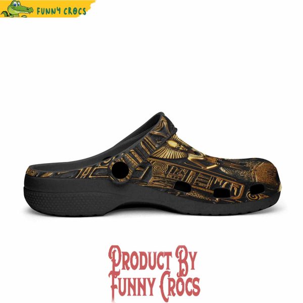 Colorful Golden Egyptian Stone Carvings Crocs Shoes